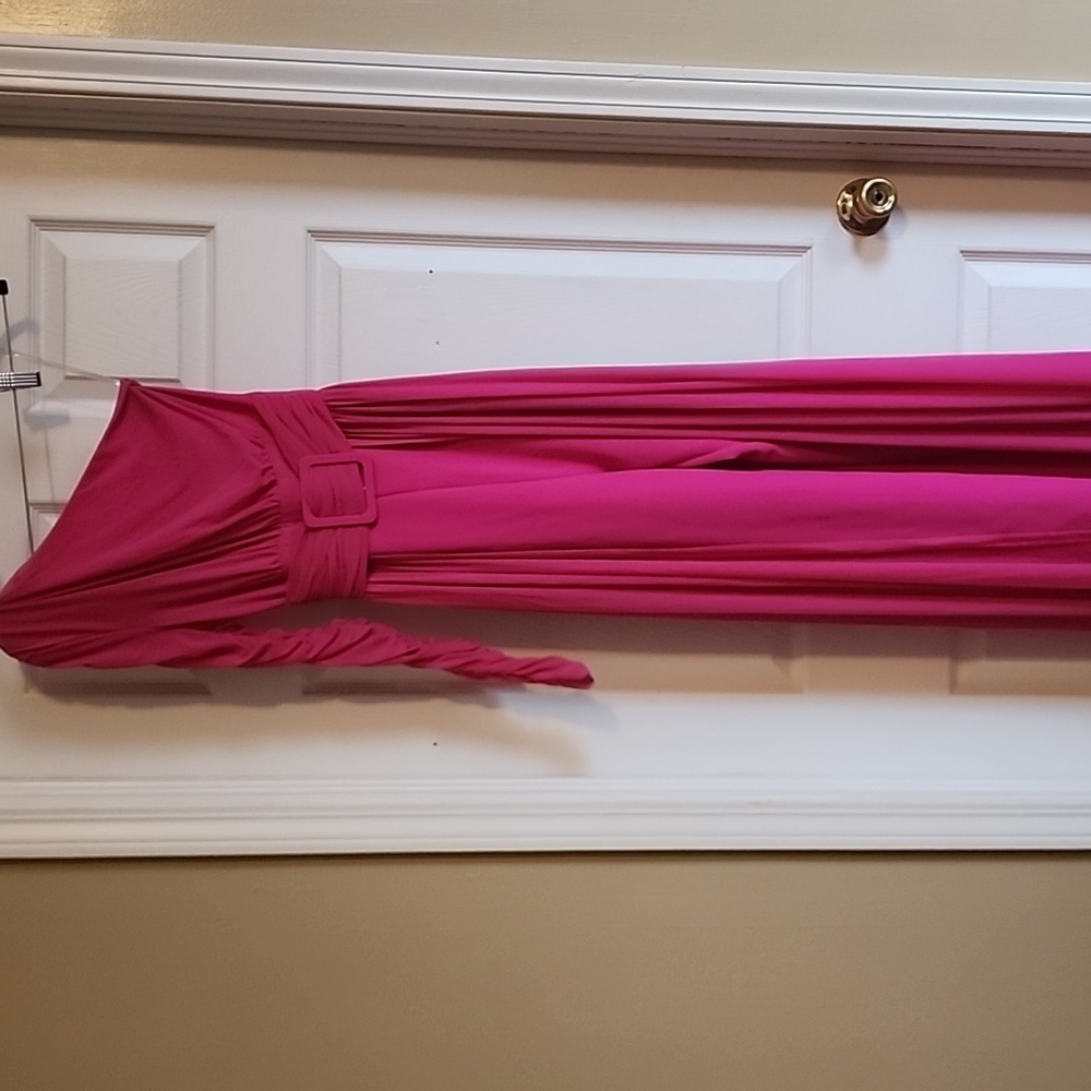 Pink jump suit one shoulder